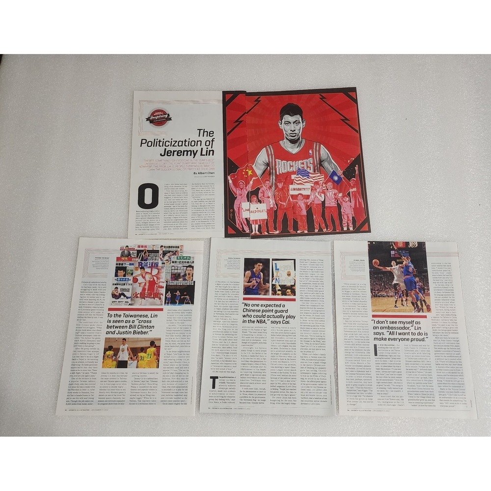 Jeremy Lin Sports Illustrated 2012 Clipping Politicization 5 Page Article NBA